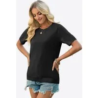 Imily Bela T-Shirt Damen Lässige Strickoberteile mit Rundhalsausschnitt (Packung, 1-tlg., 1per-Pack) einfarbig