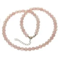Bella Carina Perlenkette Kette 6 mm Rosenquarz, Verschluss 925 Silber