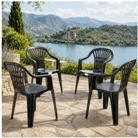 Progarden Gartenstuhl Kunststoff Anthrazit Stapelbar 4 er Set (Set, 4 St), UV-Beständig, Robust, Wetterfest, Made in Italy, Hochwertig