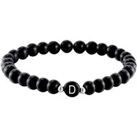 Kim Johanson Armband Onyx mit Buchstaben, personalisiert, elastisch, Geschenk