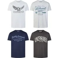 riverso T-Shirt Herren Printshirt RIVLeon Regular Fit (4-tlg) Kurzarm Tee Shirt mit Rundhalsausschnitt aus 100% Baumwolle