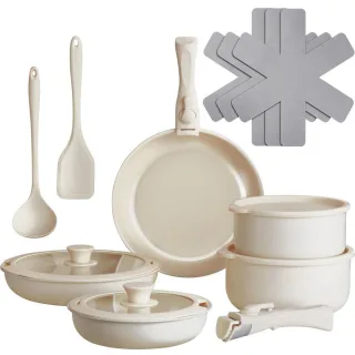 tectake Kochtopfset, Weiß, Metall, Rund, Kochen, Töpfe, Topfsets