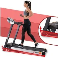 Miweba Sports Laufband klappbar HT1000F - bis 16 km/h - bis 6% Steigung (Laufband für Zuhause, Walking Pad, Treadmill, Heimtrainer, Speedrunner, 16 Laufprogramme, Tablet Halterung, extra große Lauffläche), Laufband klappbar, Laufband klein für zur Ha