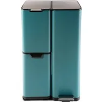 HTI-Living Mülltrennsystem Mülltrennsystem Jannik 60 Liter Türkis, Mülleimer Edelstahl mit 3 Behältern