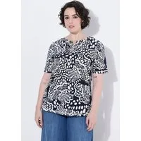 Ulla Popken T-Shirt T-Shirt Muscheln Oversized Tunika-Ausschnitt