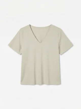 VERO MODA - VMMYMILO S/S V-NECK TOP WVN GA BOO Silver Lining - Gr. - XS