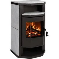 Hanseatic Kaminofen "Prios" Vollstein Exklusiv, Lieferung bis ins Wohnzimmer, 6,4 kW, Zeitbrand, Vollstein Verkleidung