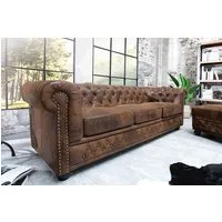 riess-ambiente 3-Sitzer CHESTERFIELD 205cm antik braun, Einzelartikel 1 Teile, Wohnzimmer · Sofa · Microfaser · Holz · Federkern