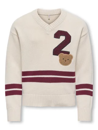 KIDS ONLY - KOGJANNY LIFE L/S VARSITY V-NECK KNT Birch - Gr. - 164