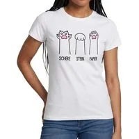 Spreadshirt T-Shirt Schere Stein Papier Katzen Pfoten Frauen T-Shirt (1-tlg)