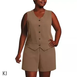 Weste aus Crêpe für Damen in Plus-Größe, Damen, size: plus, Braun, Polyester, by Lands' End