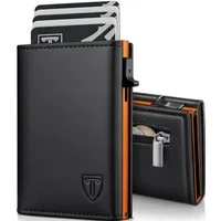 Ophy Geldbörse Ultradünnes Echtleder Smart Wallet 3.0 für Herren (mit Magnetverschluss & RFID-Schutz, elegantes Kartenetui in Orange), als Slim Wallet (stilvolles Geschenk für Männer)