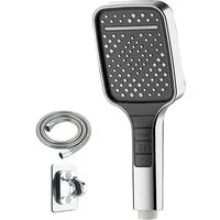 PFCTART Handbrause Hochdruck-Duschkopf mit sieben Sprühmodi (mit Sockel und Schlauch), (Set, 3-tlg., Inkl. 1,5m Schlauch & Halterung ohne Bohren – G1/2 Anschluss), Großer Regeneffektkopf & wassersparend – Mit Shower Filter Technologie