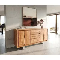 DELIFE Sideboard Live-Edge, 170 cm Akazie natur 3 Schübe 4 Türen Sideboard