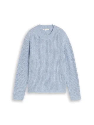 Denim Tom Tailor - Relaxed Fit Strickpullover foggy blue mouline - Gr. - XL