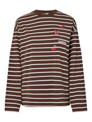 PIECES - PCSADIE LS EMB TEE JRS Chicory Coffee - Gr. - L