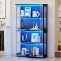 BROTTAR Standvitrine Große, runde Vitrine mit dreifarbiger Beleuchtung & Bewegungssensoren (1-St) mit zwei Acryl-Seitentüren und vier Regalböden
