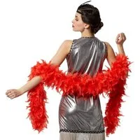 dressforfun Kostüm Faschingskleidung/Maskeradenverkleidung, in der Farbe rot, 180 cm, Gewicht: ca. 120 g, Schwarze Federboa mit echten Truthahnfedern