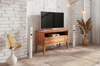 TV-Lowboard LENNES Eiche massiv 112x66x45 cm