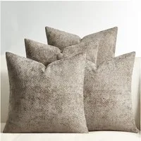 Topfinel Kissenbezug 40x40 samt kissenbezüge 50x50 Weich Sofa Deko Rattanstreifen, kissenbezug 4er set gKhaki-Einfarbe Wohnzimmer Kinder Hautfreundlich