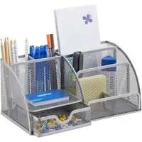 relaxdays Organizer Schreibtischorganizer 6 Ablagen Metall (1 St), silber