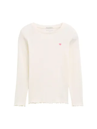 tom tailor kids - Ripp Langarmshirt mit Stickerei wool white - Gr. - 128/134