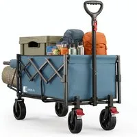SUNULA Bollerwagen Faltbarer Bollerwagen mit Erweiterbarer Heckklappe, 100KG, 80L + 35L, Erweiterbare Heckklappe für einfachen Einstieg von Hunden