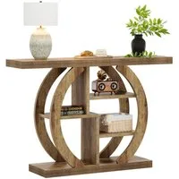 Tribesigns Konsolentisch 4-Tier Sofa Tisch, Holz Eingangstisch mit Lagerung Regale,108x29cm