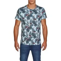 riverso T-Shirt Herren Fotoprintshirt RIVBill Regular Fit (1-tlg) Kurzarm Hawaiishirt mit Rundhalsausschnitt aus 100% Baumwolle