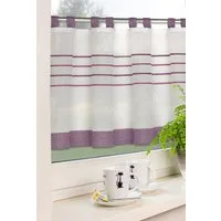 EXPERIENCE Scheibengardine Scheibengardine Bistrogardine Küchengardine 2237 Wollweiß Lila Melange 50x140 cm mit 10 Schlaufen (1 St), Schlaufen, halbtransparent, Batist, Store