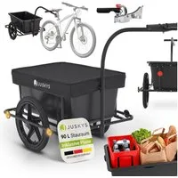 Juskys Fahrradlastenanhänger, 90 L Volumen, mit Handgriffen, inkl. Schutzplane, für 26/28 Zoll