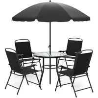 COSTWAY Garten-Essgruppe, (6-tlg), Gartenset für 4 personen mit Sonnenschirm