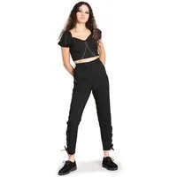 Hell Bunny Stoffhose Tifa Trousers Gothic Schnürung Nu Goth D-Ringe