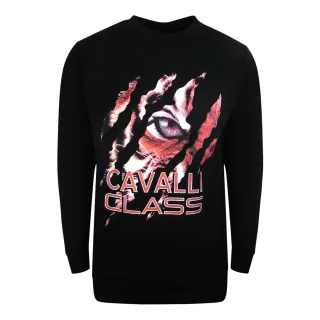 Cavalli Class Peeking Tiger Design Schwarzes Sweatshirt