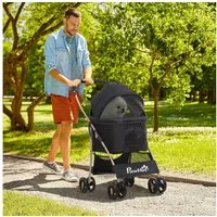 PawHut Hundebuggy 2 in 1 Faltbar bis 10kg Haustierbuggy, (Hundewagen, 1-tlg), für kleine Hunde, Katzen, Oxfordstoff, Schwarz