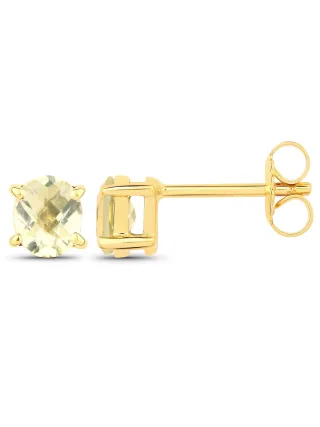 Vira Jewels Ohrstecker 925-Sterling Silber vergoldet Glänzend Lemonquartz gelb