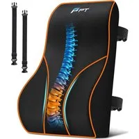 POPOLIC Rückenkissen Lendenkissen mit Memory-Schaum - Ergonomische Lordosenstütze, für Auto, Büro und Gaming, Verstellbares Rückenkissen, für Bürostuhl, Autositz und Schreibtischstuhl, Schwarz