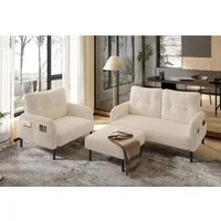 LVHOM Sofa Polstergarnitur, Sicher, komfortabel & multifunktional für Familien, 3-2-1 sitzer, 3 tlg. Sofa-Set: Zweisitzer+Sessel+Hocker/Ottomane, modular kombinierbar für maximale Flexibilität. Perfekt für Wohnzimmer, Büros oder kleine Apartments – s