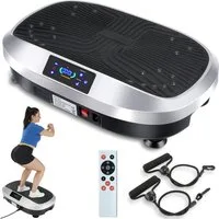 kehot Vibrationsplatte Vibrationsplatte für Ganzkörpertraining, LED Display & Fernbedienung, 200 W, 120 Intensitätsstufen, Leise Trainingsplatte mit Widerstandsbändern, Home Fitnessgerät,120 kg