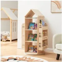 en.casa Kinderregal, drehbar »Sanköre« in Hausoptik 122x64x43 cm Kiefernholz