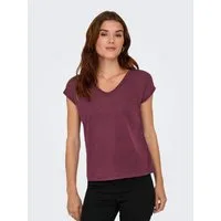 ONLY Kurzarmshirt ONLSILVERY S/S V NECK LUREX TOP JRS NOOS Materialmix mit Glitzer, loose fit, Rundhals