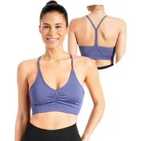 Smilodox Sport-BH Solid Scrunch, Ohne Bügel BH, Shaped Fit Yoga Bra, V-Ausschnitt Herausnehmbare Cups, Blickdichter Push Up BH, Verstellbare Träger