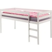 IDIMEX Hochbett ERIK Hochbett Spielbett Kinderbett Bett m. Leiter Kiefer massiv weiss lacki