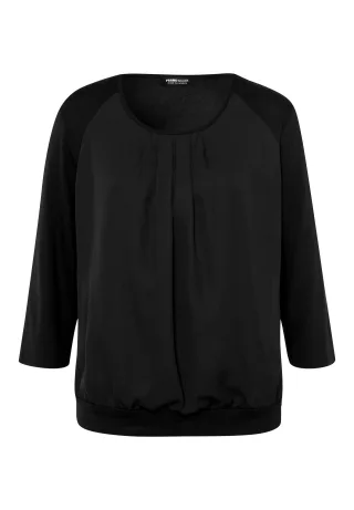 FRANK WALDER - Blusenshirt NOS im Materialmix schwarz - Gr. - 36