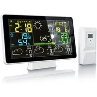 Brandson WIFI / Wlan, mit Funk Außensensor, Barometer, Luftfeuchtigkeit Wetterstation (mit Außensensor, Wecker, Wetter Prognose mit App, Temperaturtrend, UV, Mondphase)
