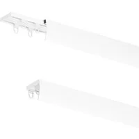 MDEKOR Gardinenstange 2-in-1 Einzelschiene oder Doppelschiene, 150 cm, Schiene + Häkchen +Blende, Komplett-Montageset