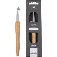 KnitPro Häkelnadeln KnitPro NATURAL Aluminium Häkelnadel, Garnhäkelnadel mit Holzgriff, Birkenholzgriff, Aluminium, 0,5-12 mm