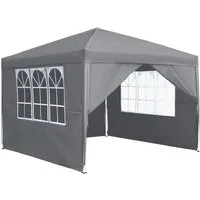 FIVMEN Partyzelt 3x3m Faltpavillon Gartenpavillon mit 4 Seitenteilen und Fenstern