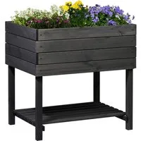 dobar Hochbeet Kubus 2.0 mit Ablage und Pflanzfolie, Anthrazit, Außenmaße des Hochbeets: ca 78 x 58 x 78 cm (L x B x H)