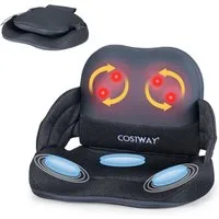 COSTWAY Massagesitzauflage, faltbar, mit Wärme, Controller & Knetmassage